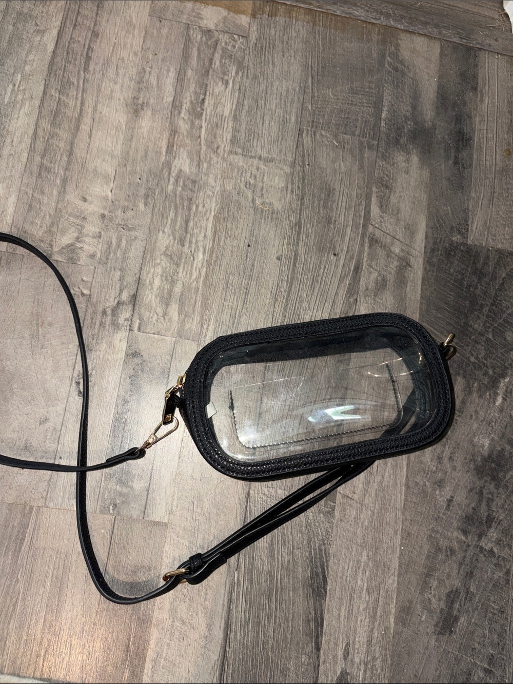 Clear Crossbody Phone Bag with Black Trim